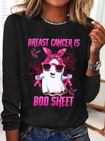 Loose Long Sleeve Crew Neck Letter Pattern Casual Regular T-Shirt