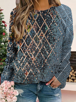 Casual Long Sleeve Crew Neck Ethnic Loose Regular Sweatshirt