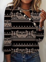 Casual Long Sleeve Ethnic Regular Blouse