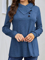Casual Long Sleeve Plain Loose Regular Blouse