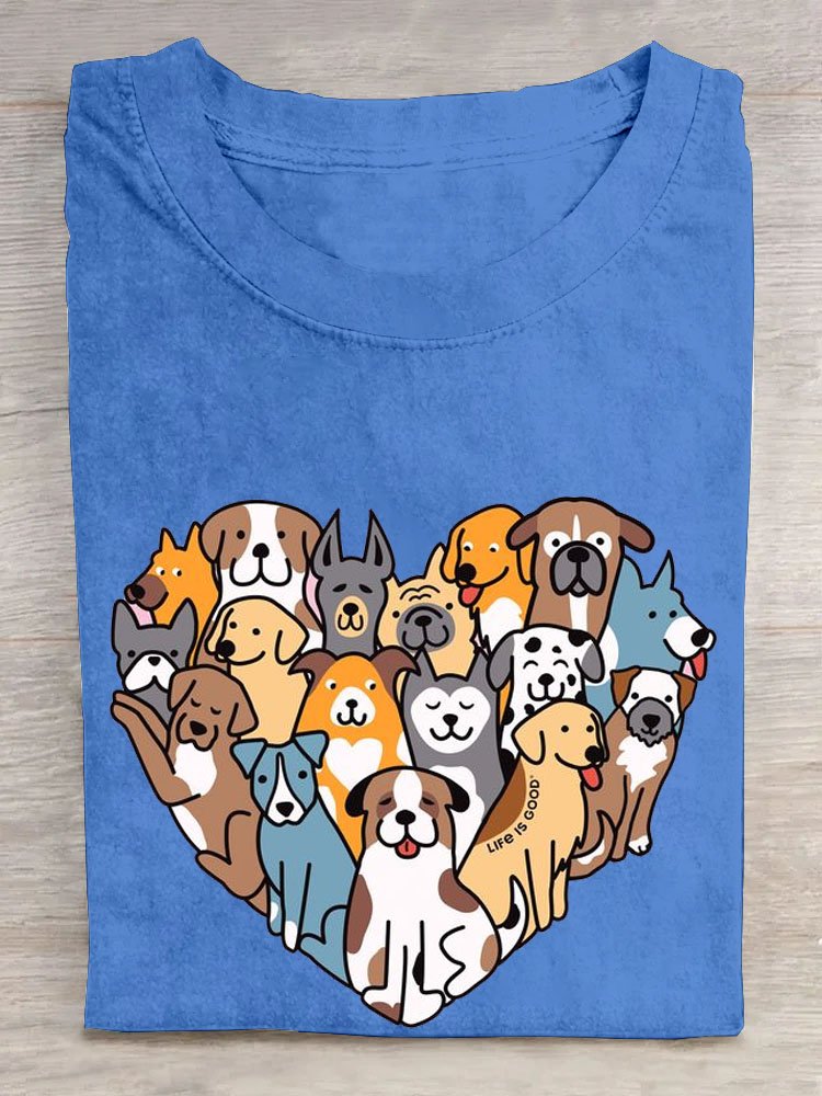 Casual Short Sleeve Crew Neck Animal Loose Regular T-Shirt