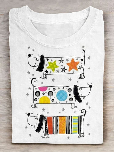 Loose Long Sleeve Crew Neck Animal Casual Regular T-Shirt
