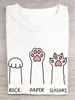 Casual Short Sleeve Crew Neck Cat Loose Regular T-Shirt