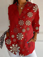 Loose Long Sleeve Shirt Collar Christmas Casual Regular Shirt