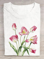 Casual Short Sleeve Crew Neck Floral Loose Regular T-Shirt