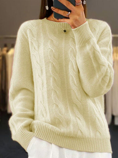 Casual Long Sleeve Crew Neck Plain Loose Mid-Long Sweater