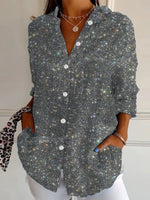 Casual Long Sleeve Shirt Collar Geometric Loose Regular Shirt