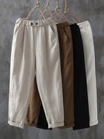 Casual Plain Pocket Stitching Loose Ankle Pants