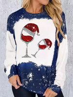 Loose Long Sleeve Crew Neck Christmas Casual Regular T-Shirt