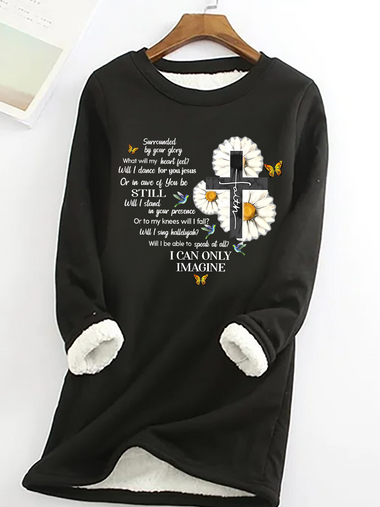 Long Sleeve Crew Neck Text Letters Casual Regular Sweatshirt