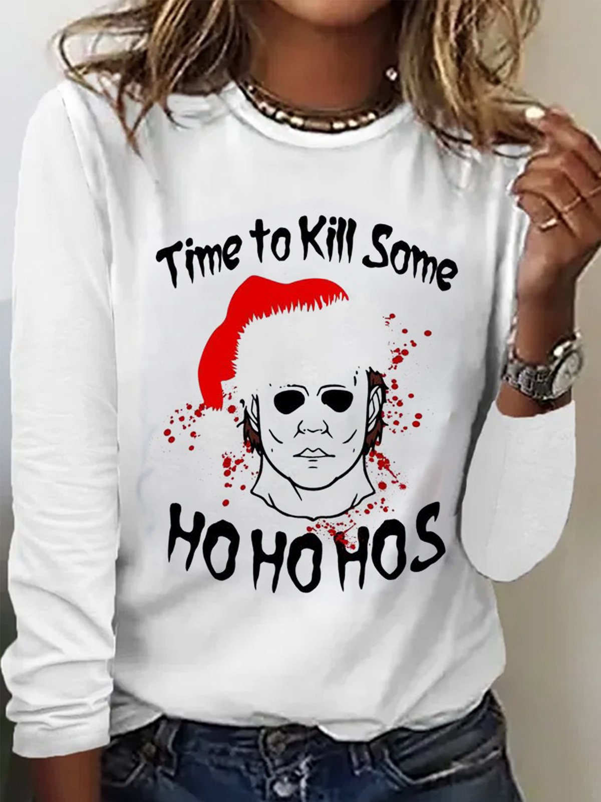 Casual Long Sleeve Crew Neck Letter Pattern Regular T-Shirt