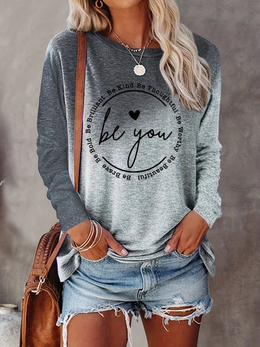 Casual Long Sleeve Crew Neck Floral Loose Regular Blouse