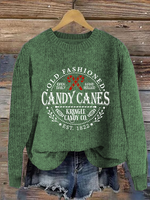 Simple Long Sleeve Crew Neck 3D Printing Santa Claus Loose Regular Sweater