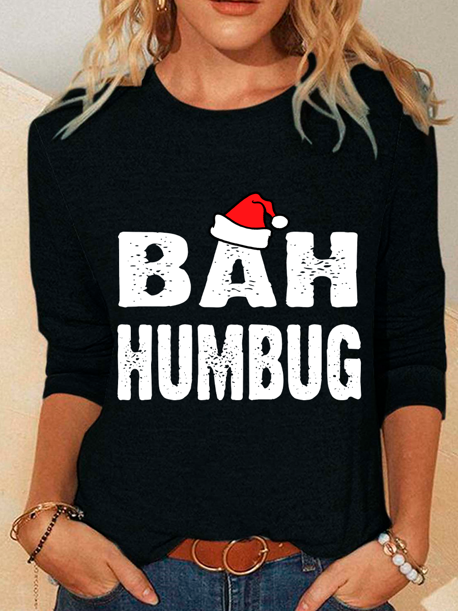 Casual Long Sleeve Crew Neck Christmas Loose Regular Blouse