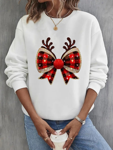 Casual Long Sleeve Crew Neck Christmas Loose Regular Sweatshirt