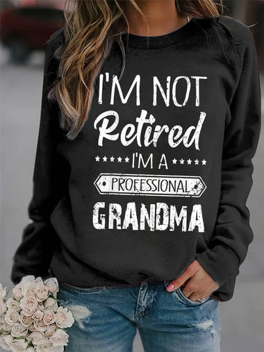 Casual Long Sleeve Crew Neck Text Letters Loose Regular Sweatshirt