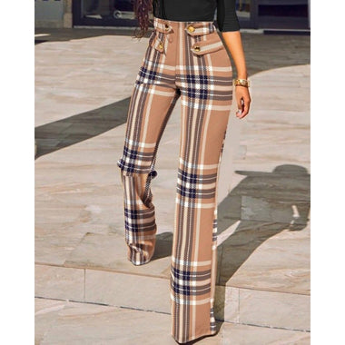 Casual Plaid Loose Long Pants