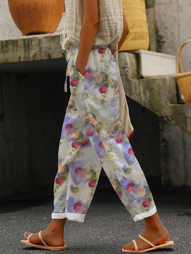 Casual Floral Loose Long Pants
