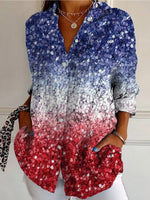 Loose Long Sleeve Shirt Collar Abstract Casual Regular Shirt
