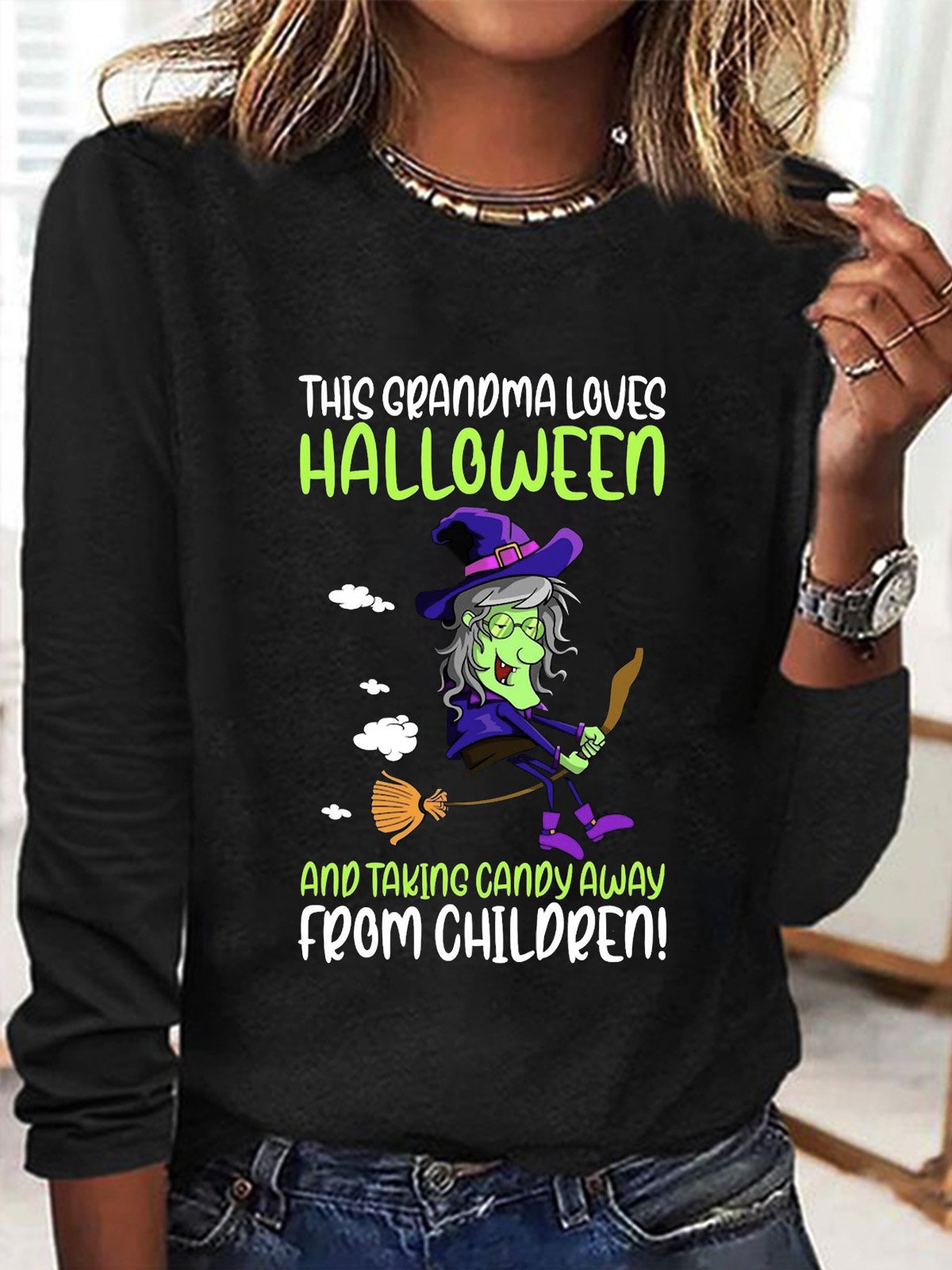 Casual Long Sleeve Crew Neck Letter Pattern Loose Regular T-Shirt