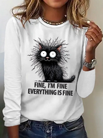 Casual Long Sleeve Crew Neck Animal Loose Regular T-Shirt