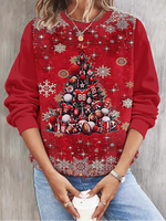 Casual Long Sleeve Crew Neck Christmas Zipper Loose Regular Sweatshirt