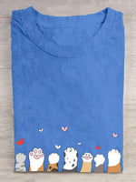 Casual Short Sleeve Crew Neck Cat Loose Regular T-Shirt
