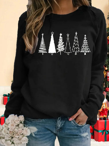 Loose Long Sleeve Crew Neck Christmas Casual Regular Sweatshirt