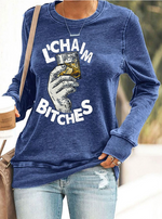 Casual Long Sleeve Crew Neck Text Letters Regular Sweatshirt