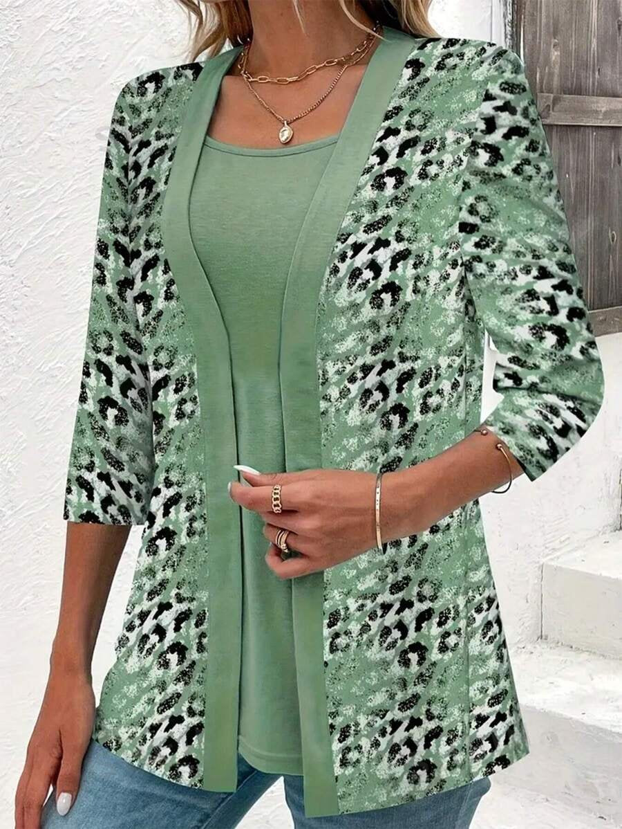 Casual Long Sleeve Crew Neck Floral Loose Regular Blouse
