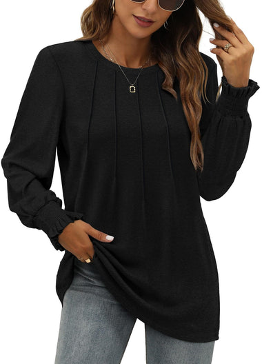 Loose Long Sleeve Crew Neck Plain Casual Regular T-Shirt