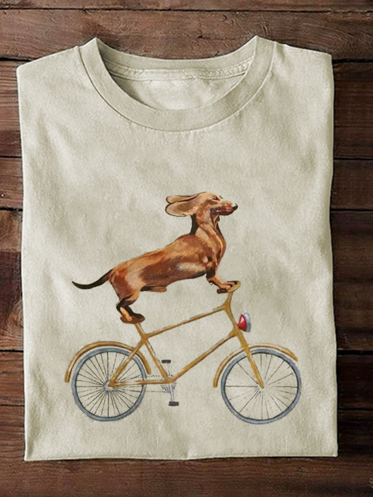 Loose Long Sleeve Crew Neck Dog Casual Regular T-Shirt