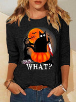 Casual Long Sleeve Crew Neck Letter Pattern Regular T-Shirt