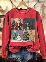 Casual Long Sleeve Crew Neck Christmas Loose Regular Sweatshirt