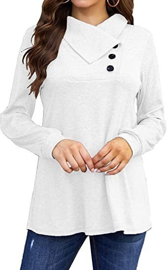 Casual Long Sleeve Plain Loose Regular Blouse
