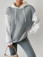 Loose Long Sleeve Hoodie Color Block Casual Regular Sweatshirt