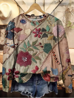 Loose Long Sleeve Crew Neck Ethnic Casual Regular Sweatshirt