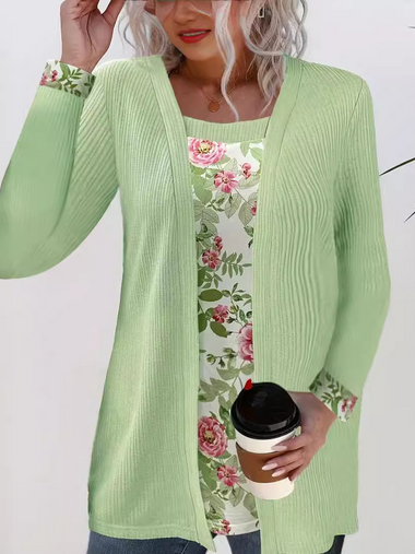 Casual Long Sleeve Square Neck Floral Loose Regular Blouse