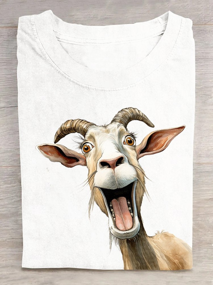 Loose Short Sleeve Crew Neck Animal Casual Regular T-Shirt
