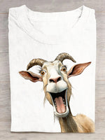 Loose Short Sleeve Crew Neck Animal Casual Regular T-Shirt