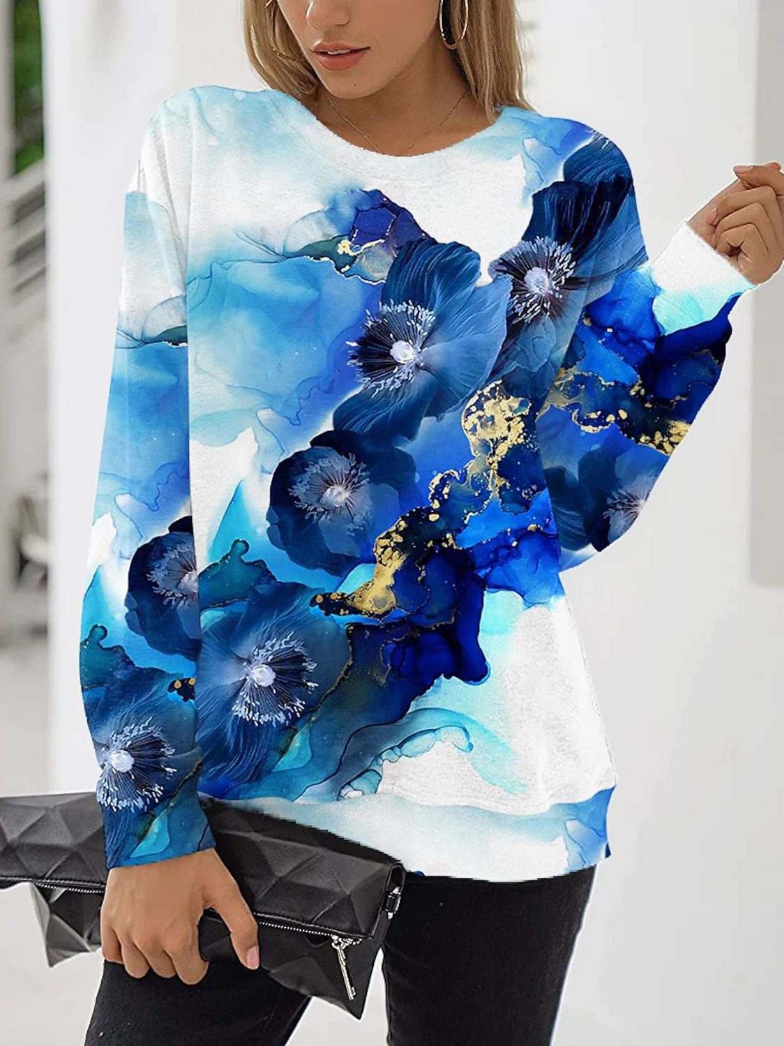 Loose Long Sleeve Hoodie Abstract Zipper Casual Regular Sweatshirt