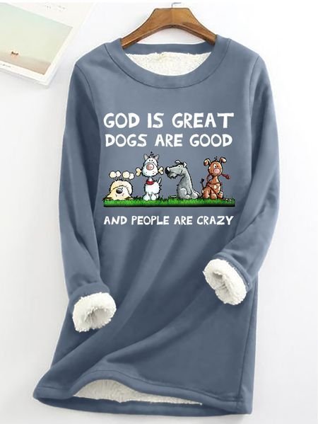 Casual Long Sleeve Crew Neck Text Letters Loose Mid-Long Sweatshirt