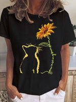 Loose Short Sleeve Crew Neck Letter Casual Regular T-Shirt