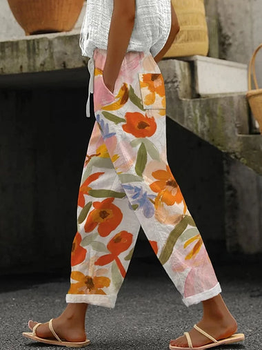 Casual Floral Loose Long Pants