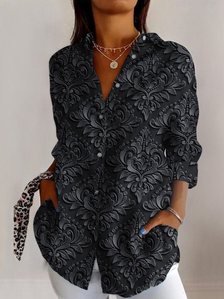 Long Sleeve Shirt Collar Geometric Casual Regular Shirt