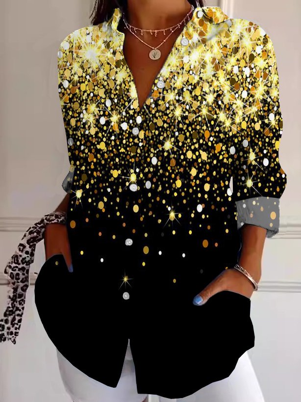 Three Quarter Sleeve Shirt Collar Floral Casual Regular Shirt