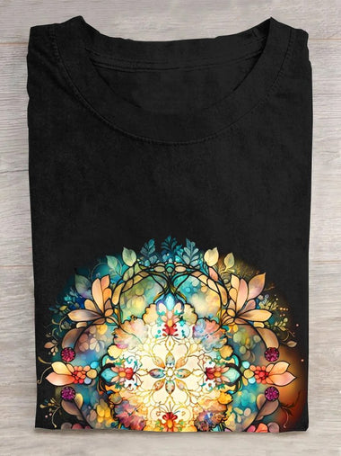 Loose Short Sleeve Crew Neck Random Print Casual Regular T-Shirt