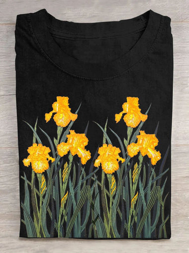 Casual Short Sleeve Crew Neck Floral Loose Regular T-Shirt