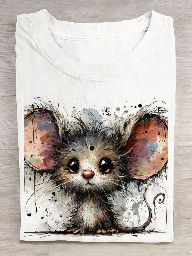 Casual Short Sleeve Crew Neck Animal Loose Regular T-Shirt