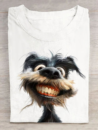 Casual Short Sleeve Crew Neck Dog Loose Regular T-Shirt